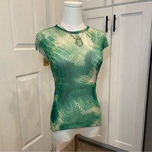 AFRM Emerald Snake Print Short Sleeve Top
